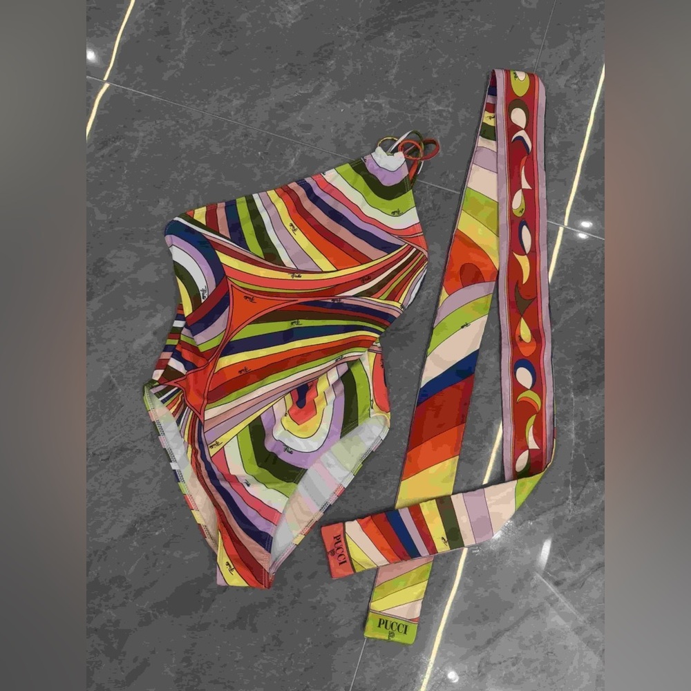 Emilio Pucci single-shoulder patterned swimming suit - Picture 2 of 4